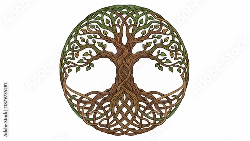 An intricate oval design showcases a detailed tree of life with interwoven roots and branches embodying nature s growth