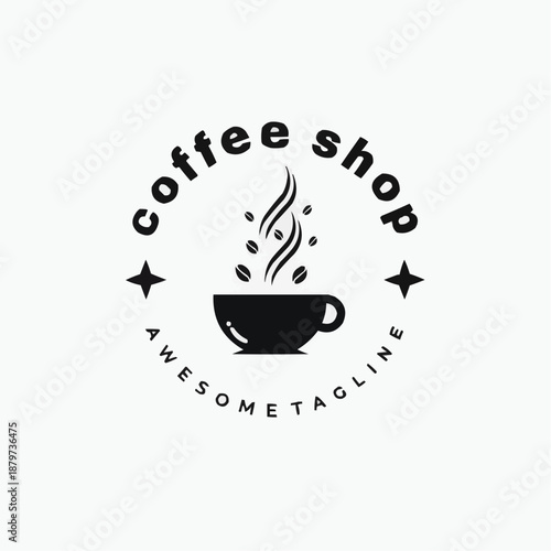 Modern coffee cup logo with steam