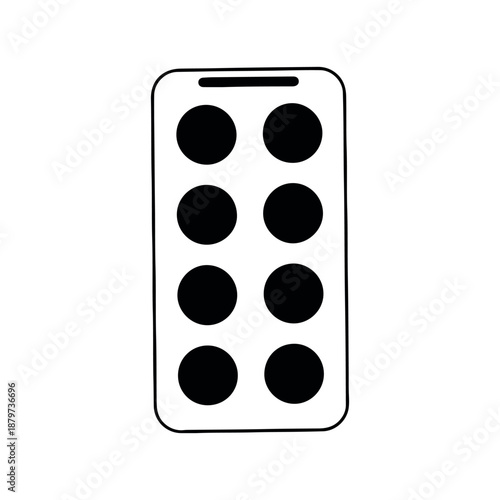 Pill blister pack silhouette vector flat illustration design.