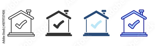Verified Property Icon Set. Designed In Multi Style