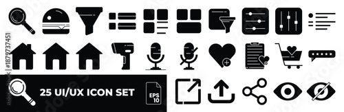 25 minimalist and simple UxUI web icon sets. A set of 25 editable line icons. Illustrator vectors. Suitable for web pages, mobile apps, web, and print. dual tone style icon