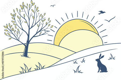 Easter Sunday Celebration Illustration. Easter Sunday Holiday Christian Concept. Easter Sunday Religious Celebration Scene. Easter Sunday Family Holiday Theme. Easter Sunday Church and Faith Concept