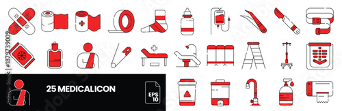 Healthcare line icon set. Medicine, medical services, health, care, doctor, hospital, patient, treatment, illness, disease, and more. editable store line style