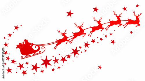 Santa s sleigh and reindeer soar through a starry winter night sky