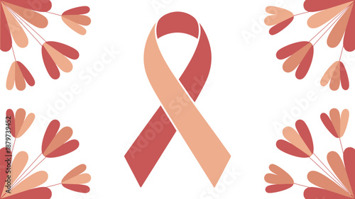 Awareness ribbon with floral designs Vector