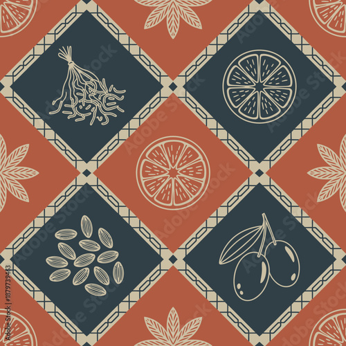 Traditional Moroccan Dish with Spices and Aromatic Ingredients