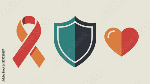 Symbols of awareness, protection, and love Vector