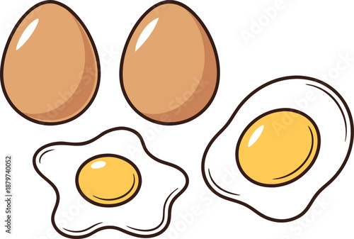 Egg Food Illustration Isolated on White. Fresh Egg Healthy Nutrition Concept. Raw Egg Ingredient for Cooking. Chicken Egg Natural Protein Food. Egg Breakfast Food Concept. Organic Egg Farm Product