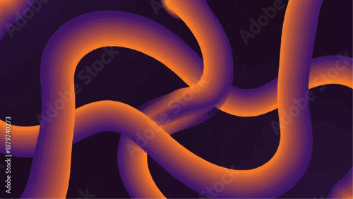 Abstract fluid orange and purple shapes intertwine creating a dynamic colorful and visually striking modern artistic composition