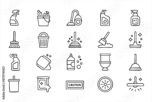 Sanitation and Cleaning Icons for Facility Management Dashboards