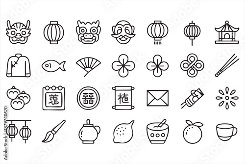 Traditional Chinese Symbols for Festival UI and Digital Design