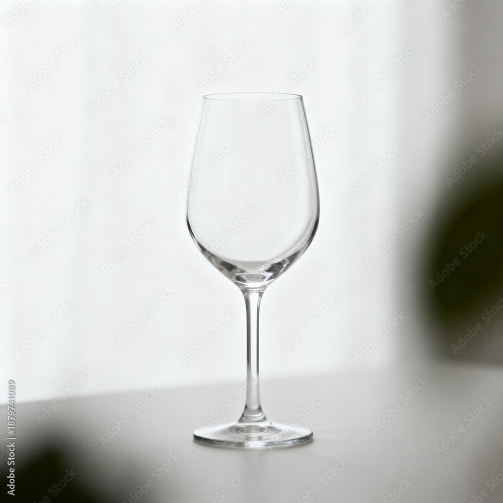 Fototapeta premium Empty Crystal Wine Glass on Table