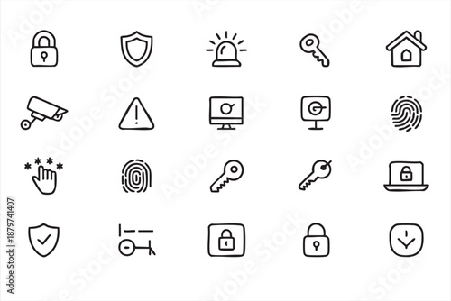 Security Control Icons for Digital Safety Dashboards and UI