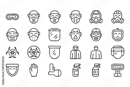 Personal Protective Equipment Icons for Occupational Safety Interfaces