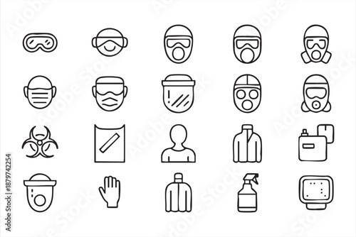 Workplace Safety PPE Icons for Health Monitoring and Compliance Systems
