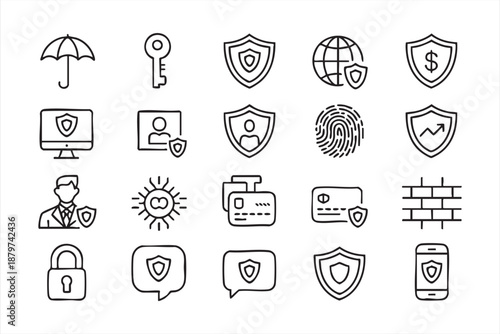 Cybersecurity Coverage Icons for Risk and Compliance Dashboards