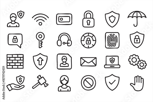 Authentication and Protection Icons for Cybersecurity Interfaces