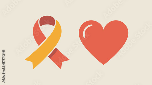 Awareness ribbon and heart symbol Vector