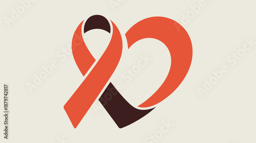 Red ribbon and heart symbol Vector