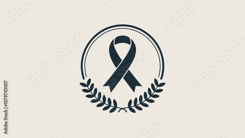 Awareness ribbon with laurel wreath Vector