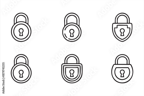 Privacy Protection Lock Symbols in Line Style