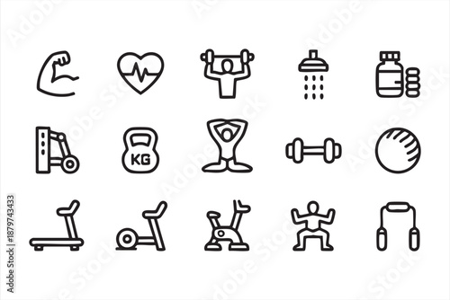 Gym, Health, and Exercise Minimal Icons