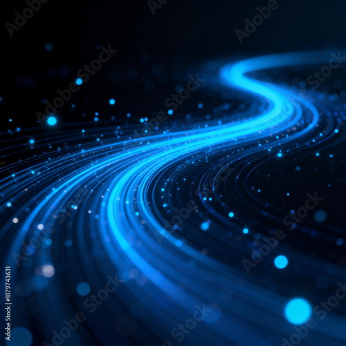 Abstract Blue Digital Fiber Optic Network