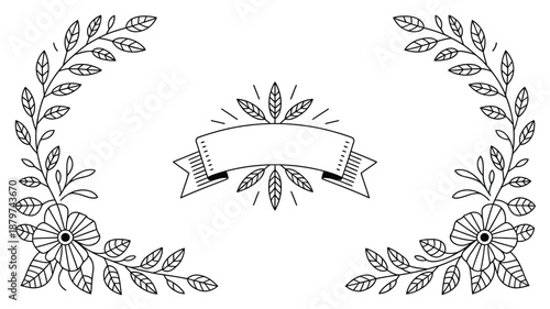 Elegant floral wreaths with banner Vector