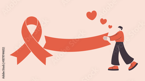 Person holding awareness ribbon Vector