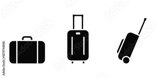 Travel Luggage Icon Set. Suitcase and Travel Bag Icons