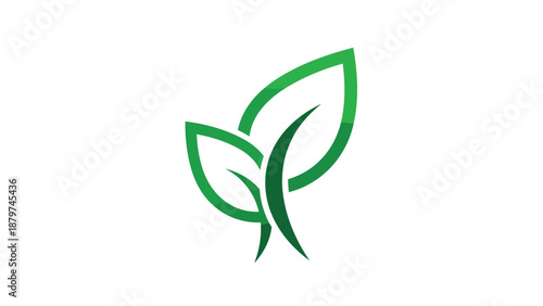 Minimalist green leaf logo design symbol representing nature, growth, environment, and eco friendly lifestyle on white background.