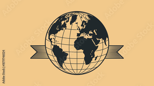 Global map with ribbon Vector