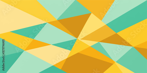 Seamless vector art illustration featuring an abstract colorful geometric background with a rainbow triangle pattern and yellow texture for a retro web banner or wallpaper cover design