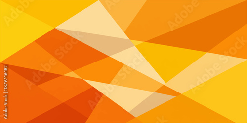 Colorful abstract geometric background design featuring a mosaic pattern of orange and yellow triangle shapes in a creative origami vector style for a modern web banner backdrop or wallpaper texture