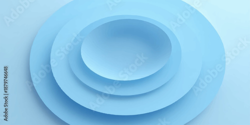 round blue porcelain plate is isolated on a clean white background, providing a blank top view of professional kitchen dishware perfect for restaurant dining or a fresh dinner meal