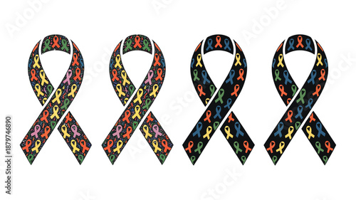 Four colorful awareness ribbons Vector