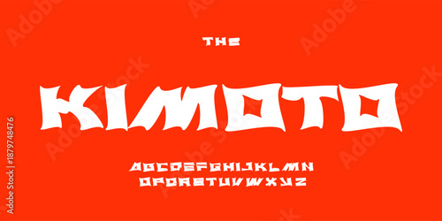 Japanese Font Logo Uneven Alphabet Bold English Calligraphy Letter Set Asian Typography, Brush Typographic Design for Asia Culture Poster Headline, Japan China Calligraphic Fonts. Vector Typeface