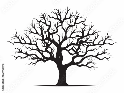 a black silhouette of a bare tree with many branches