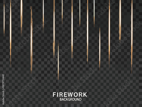 Golden streaks of light descend on a transparent dark background