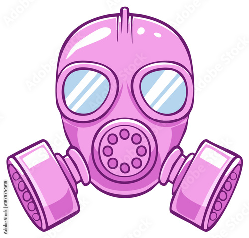 A cute pink cartoon gas mask respirator for safety and survival