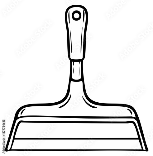 Handheld Dustpan Outline Drawing for Cleaning and Household Chores