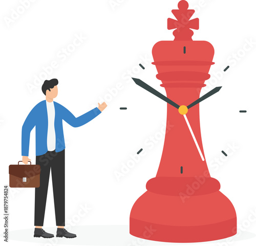 Businessman Discussing Time with King Chess Piece