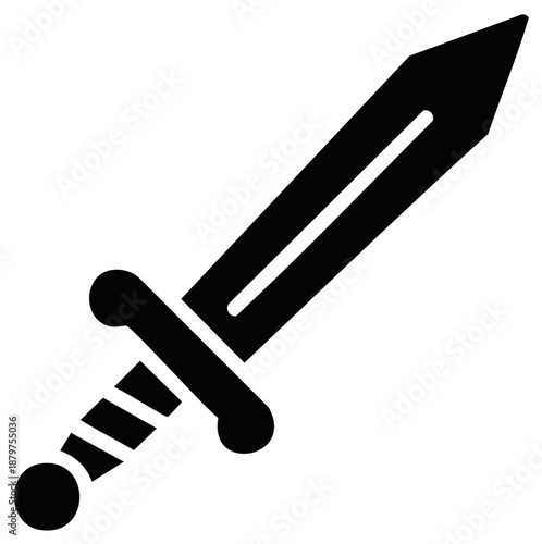 Bold Sword Silhouette Symbolizes Strength, Valor, and Power in Black and White Design