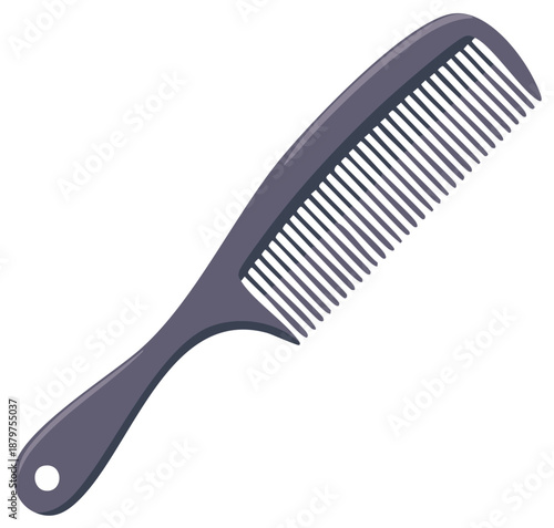 Purple Hair Comb with Handle for Grooming and Styling Isolated on White