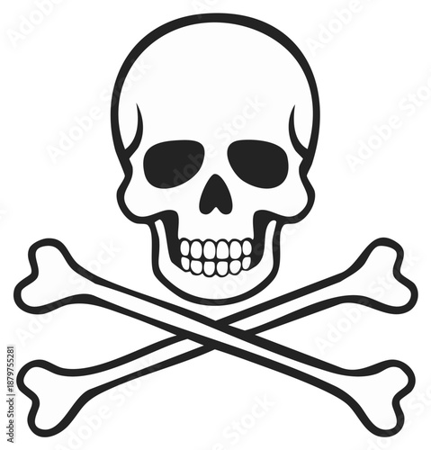 Skull and Crossbones Graphic: Classic Death Symbol for Pirates, Poisons, Danger, and Warnings