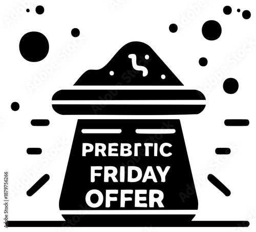 Special Prebiotic Friday Offer Graphic with Pile of Powder in a Sack Style Presentation