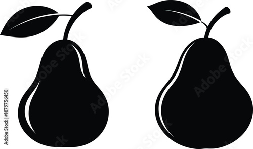 Minimalist black silhouette of a tall slender cypress tree isolated on white background