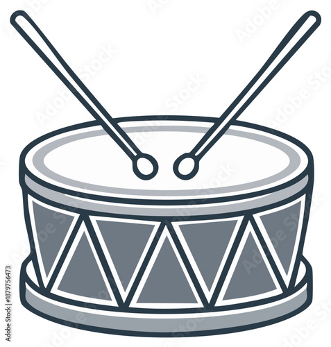 Cartoon Drum with Drumsticks Vector Illustration for Music and Rhythm Concepts