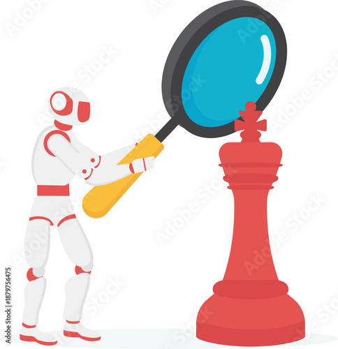 Robot Inspecting King Chess with Magnifying Glass