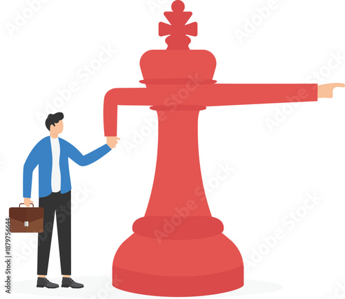 Businessman Directing Large King Chess Piece